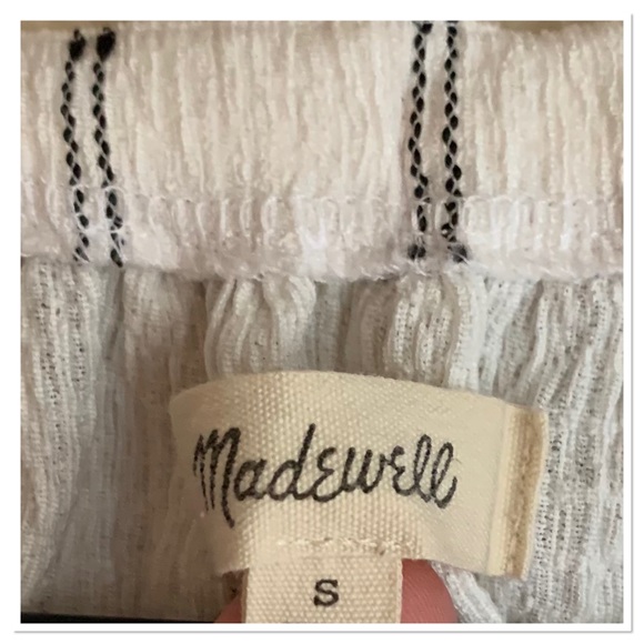 Madewell Tie Neck Tunic Top Knit Dot Pattern Ivory Black Size Small - Picture 6 of 8